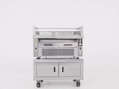 Grill commercial certifié CE. 800°C, double zone de séchage et design compact.